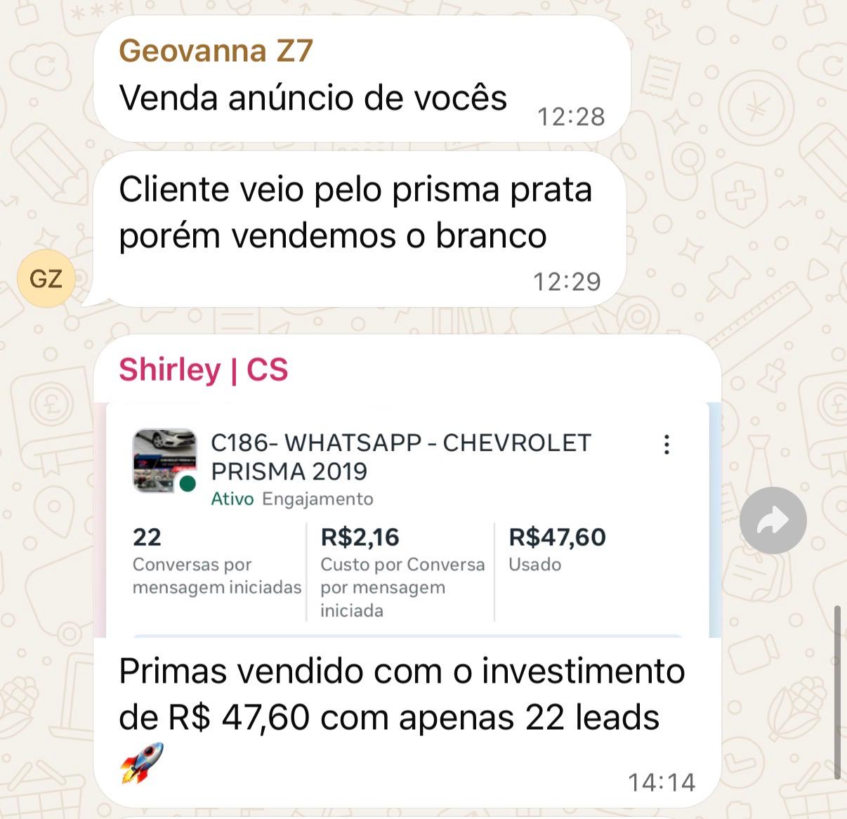 Chevrolet Prisma 2019 vendido com R$47,60 e 22 leads